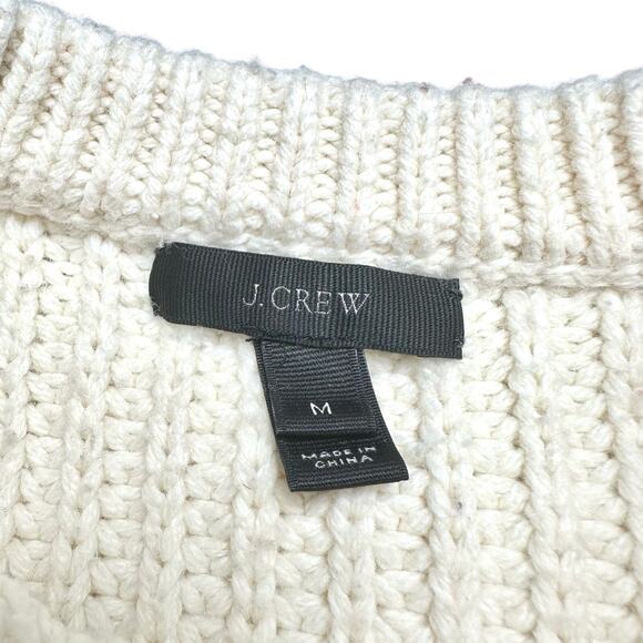 J. Crew | Women | Cream Cable Knit Merino Wool Blend Crew Neck Sweater | Medium - Picture 8 of 12